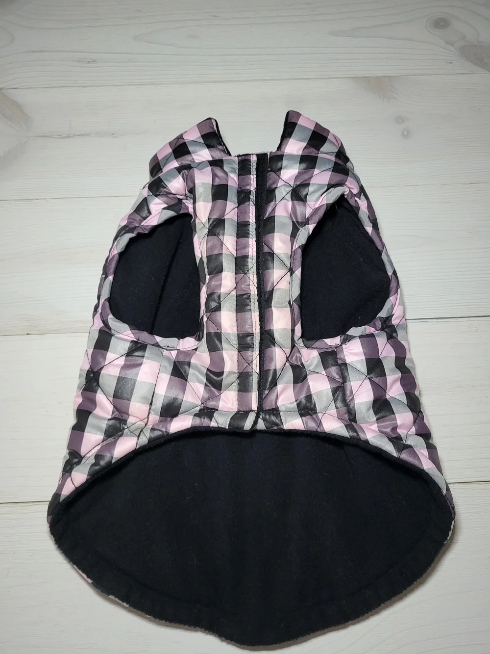 Telluride Clothing Dog Jacket Gingham Plaid Quilted Puffer Fleece Lined Coat.